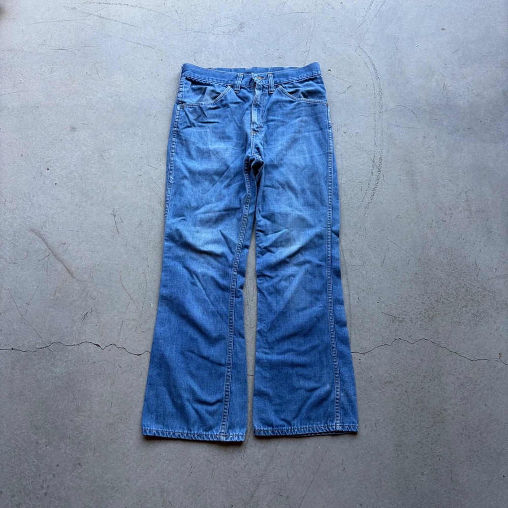 Vintage 70s Flared Jeans Medium Wash High Waist Talon 42 Zipper 29x28